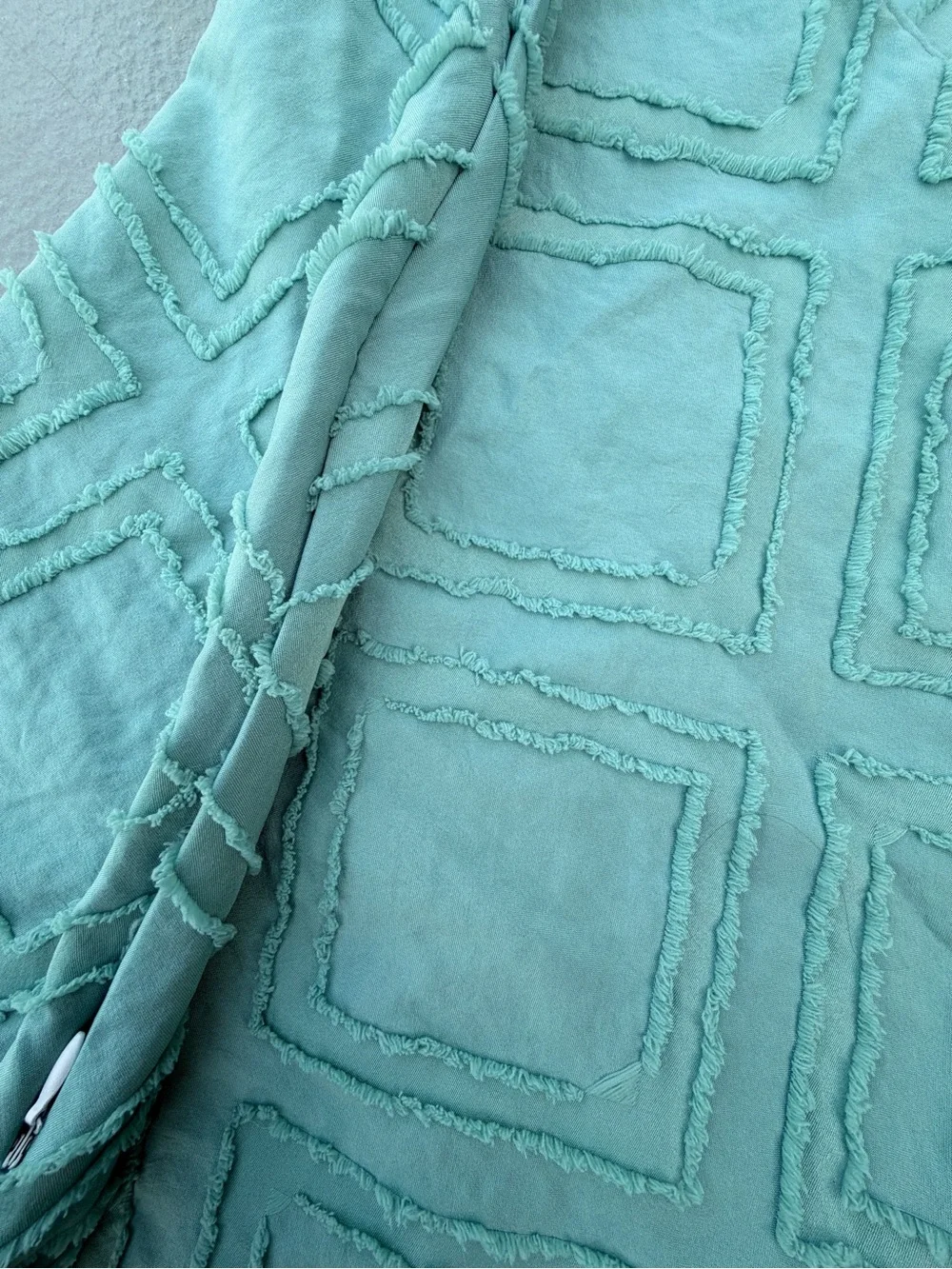 New Set 2 Muted Tiffany Blue Textured Throw Pillow Covers 18x18 Diamond pattern